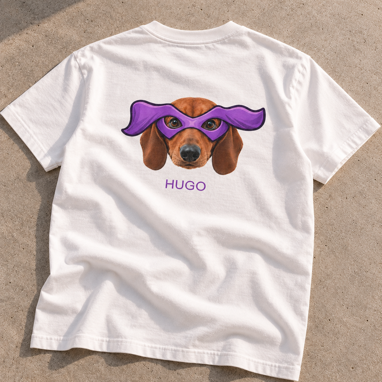 Diseño de Hugo impreso en la camiseta